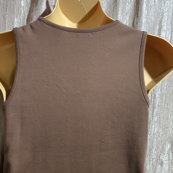 Crazy Horse Tank Top Dark Brown XL Pullover Stretchy V-neck Cotton Sequin - Picture 9 of 12